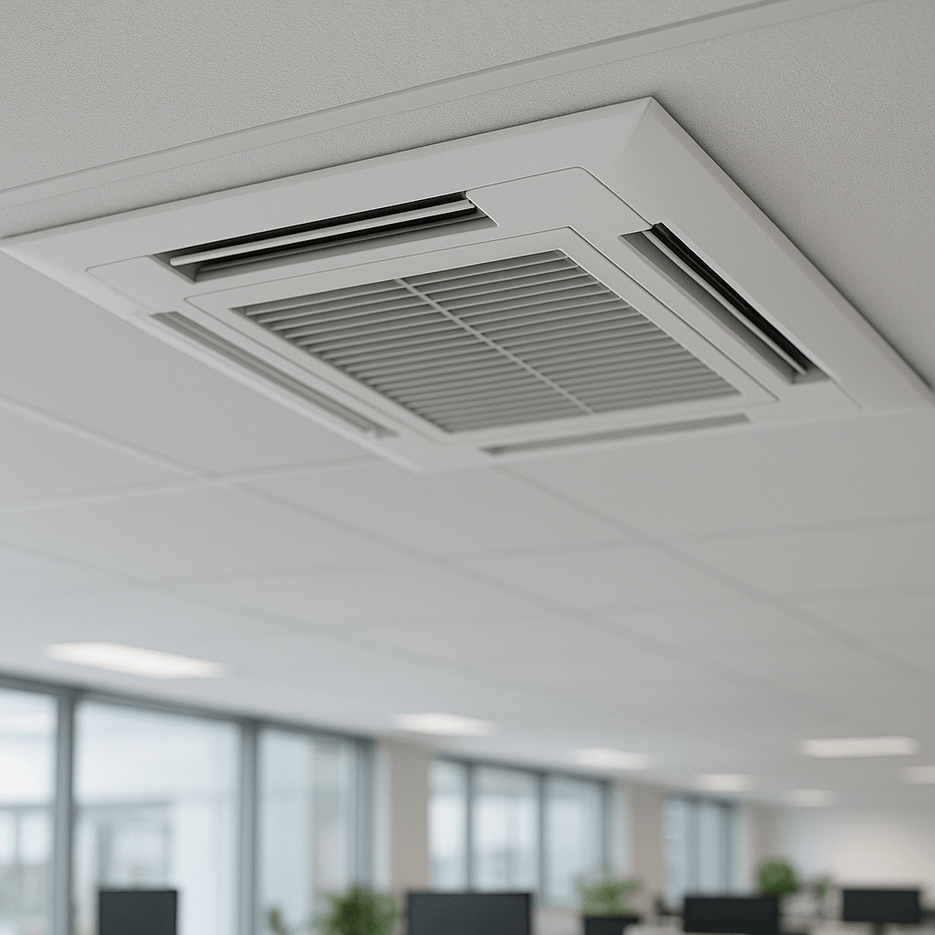 Kanalgeführte Klimaanlage in modernem Büro